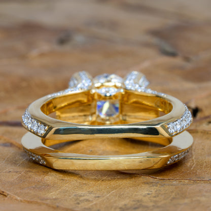 1 CT Round Lab Grown Diamond Halo Engagement Ring for Women