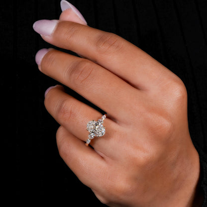 2CT Oval Lab Diamond Engagement Ring IGI Certified Side Stones