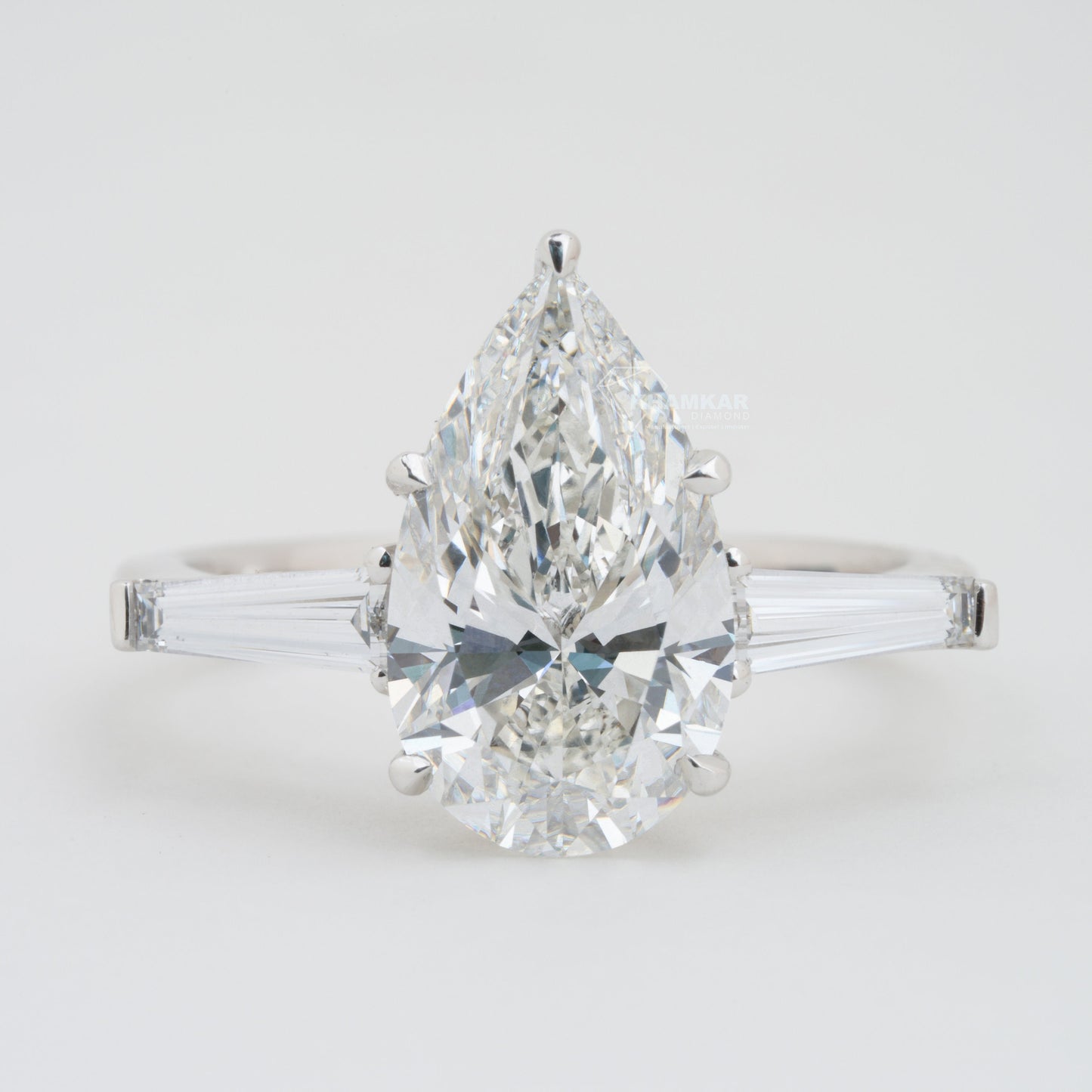 Pear Cut Lab Diamond Ring 3.50CT – Three Stone Engagement Ring
