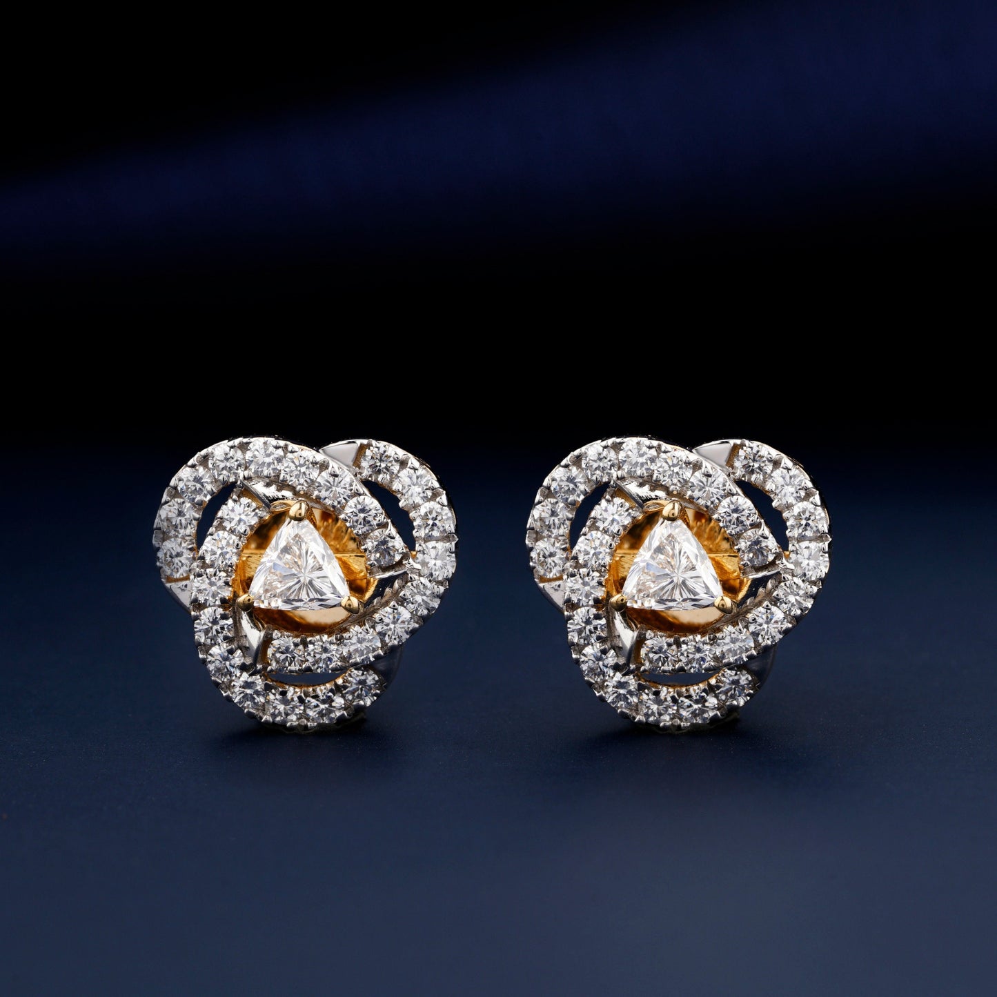 1.40 TCW Trillion Cut Stud Earrings,Lab Diamond Wedding Studs,Jacket Stud Earrings,Halo Earrings,Screw Back Studs,Gift For Her