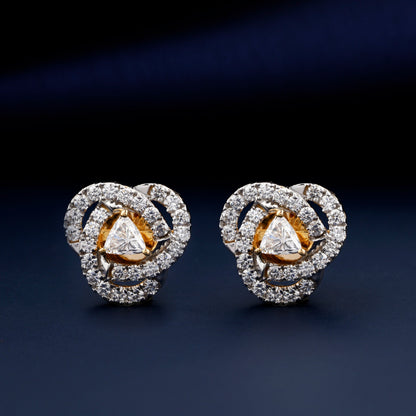 Trillion Cut Lab Diamond Halo Stud Earrings for Women