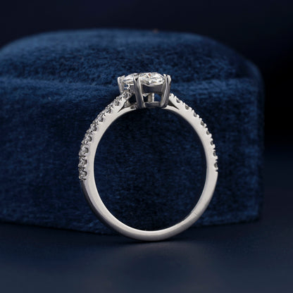 1 CT Oval Lab Diamond Pave Ring, IGI Certified, Engagement/Wedding Gift