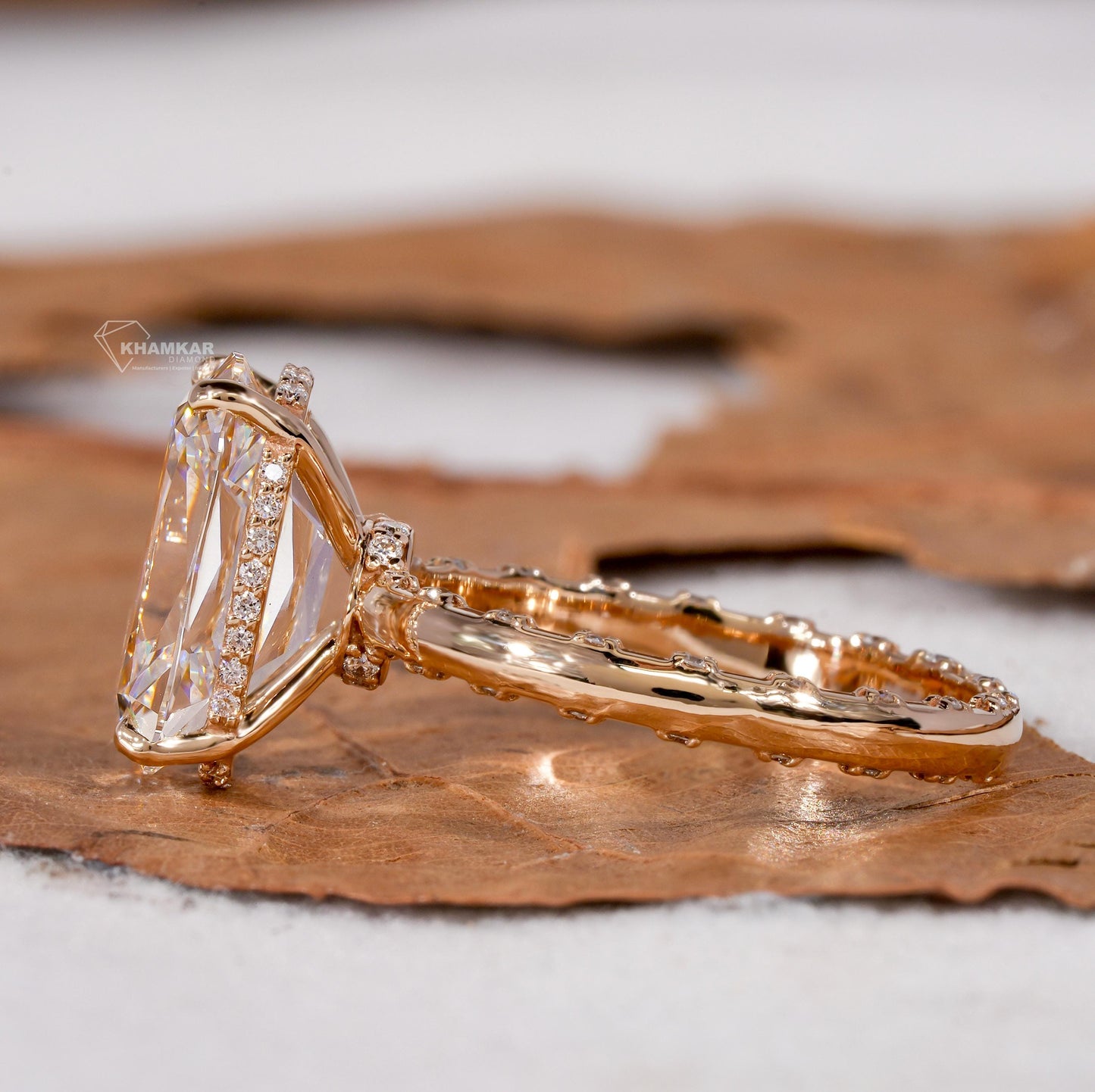 5.00ct Elongated Cushion Old Mine Cut Lab Grown Diamond Ring–Vintage Style–Hidden Halo Engagement–IGI Certified–Wedding & Anniversary Gift