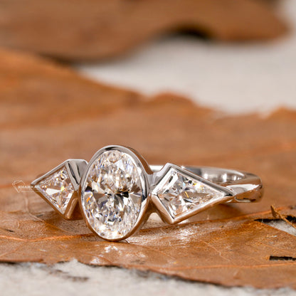 Oval Lab Diamond Three Stone Engagement RingHer