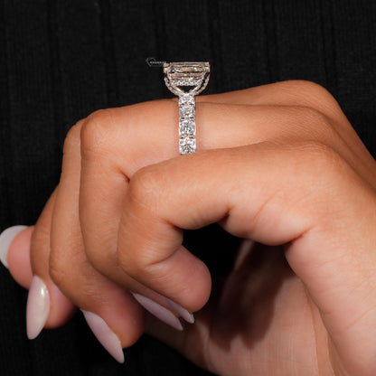 3.00 CT Radiant Cut Lab Grown Diamond Hidden Halo Engagement Ring