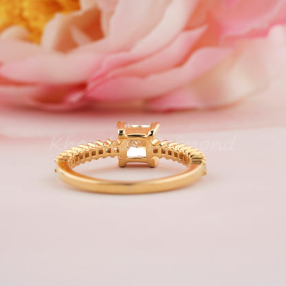 1CT Princess Cut Lab Diamond Ring | Pave Wedding Ring