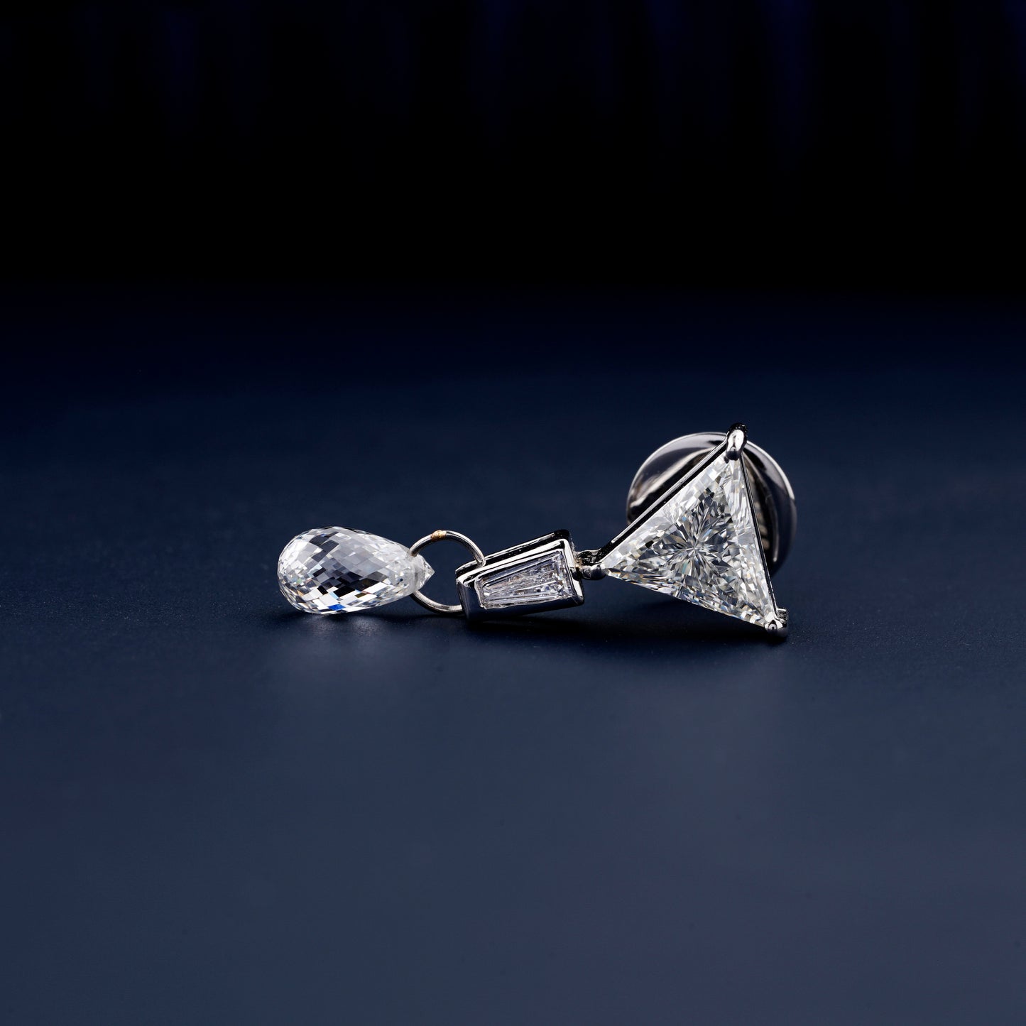 3.50 TCW Triangle Cut Diamond With Briolette Drops Stud Earrings 14K Yellow Gold Diamond Bridal Earrings Eco Diamond Cluster Stud Earrings