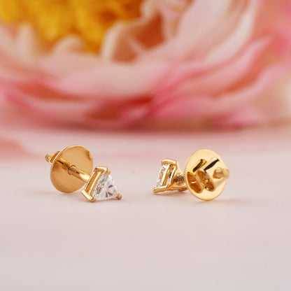 Trillion Cut Lab Diamond Screw Back Stud Earrings | Gift for Her