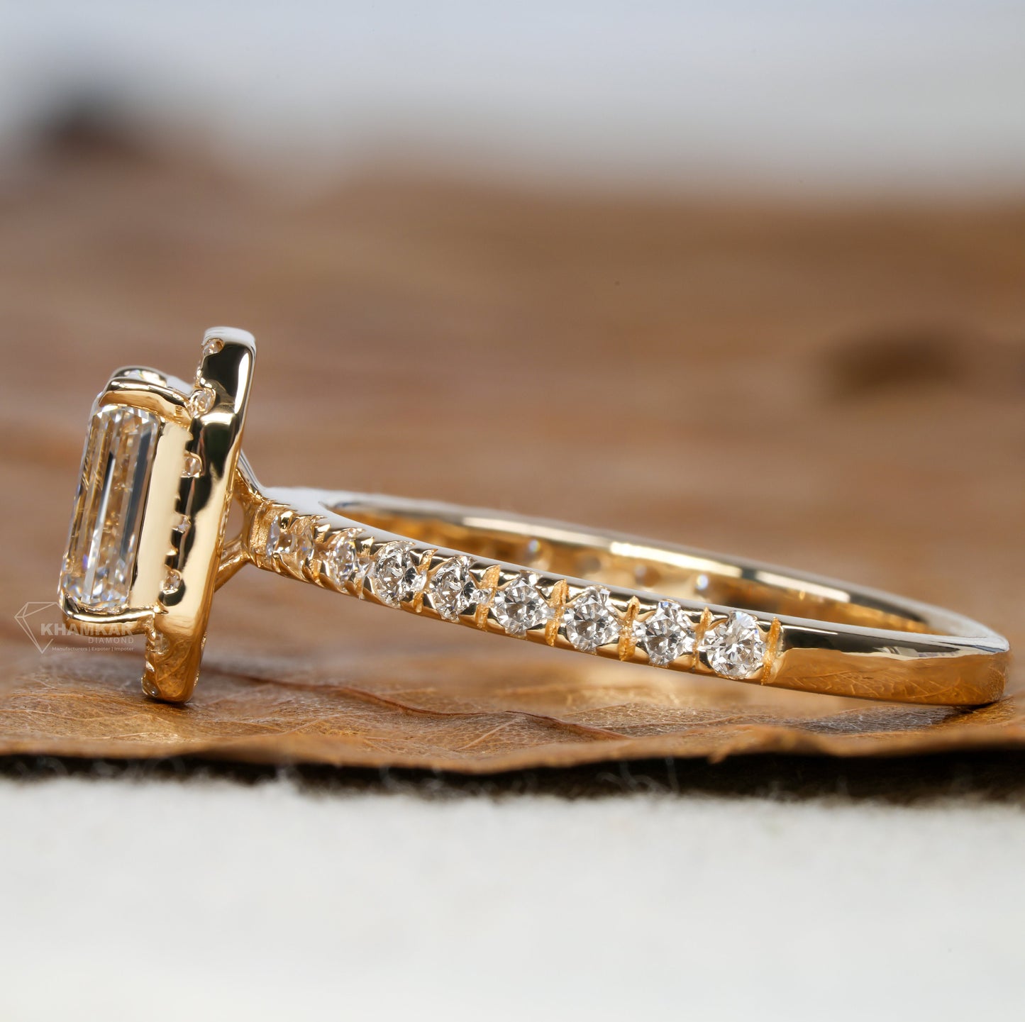 1CT Emerald Cut Lab Diamond Halo Engagement Ring – IGI Certified