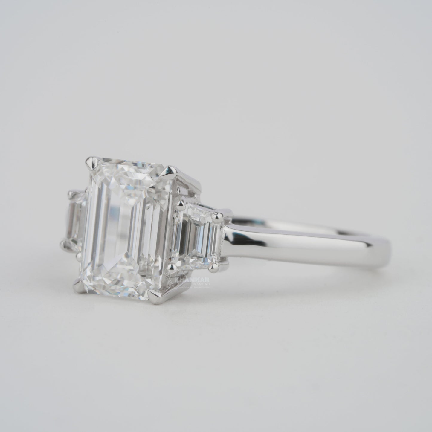 Emerald Cut Lab Diamond Three Stone Anniversary Ring for Her