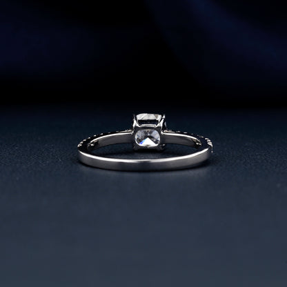 1Ct Cushion Lab Diamond Pave Engagement Ring Gift for Her