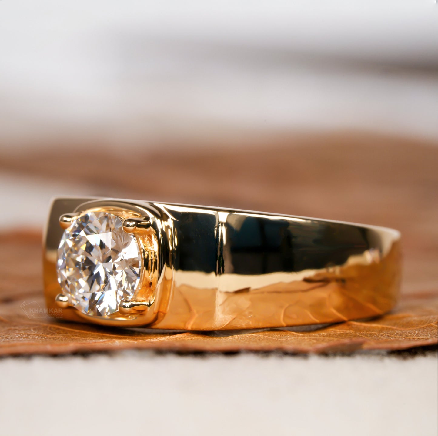 1.25CT Round Lab Grown Diamond Solitaire Engagement Ring For Men
