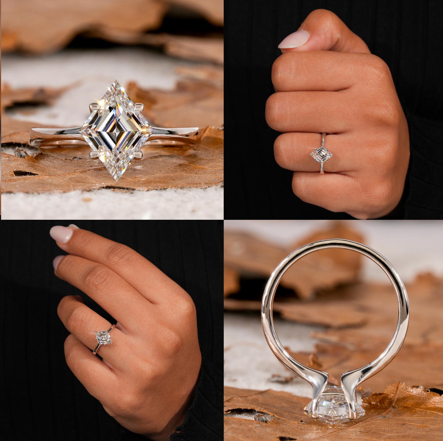 2.00CT Lozenge Cut Lab Diamond Solitaire Engagement Ring for Women