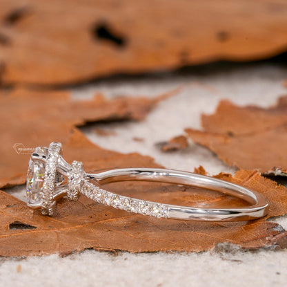 1CT Round Lab Diamond Hidden Halo Wedding Ring