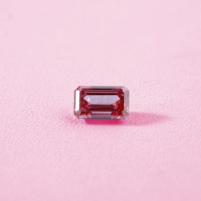 Pink Emerald Cut Lab Grown Diamond | HPHT Loose Diamond