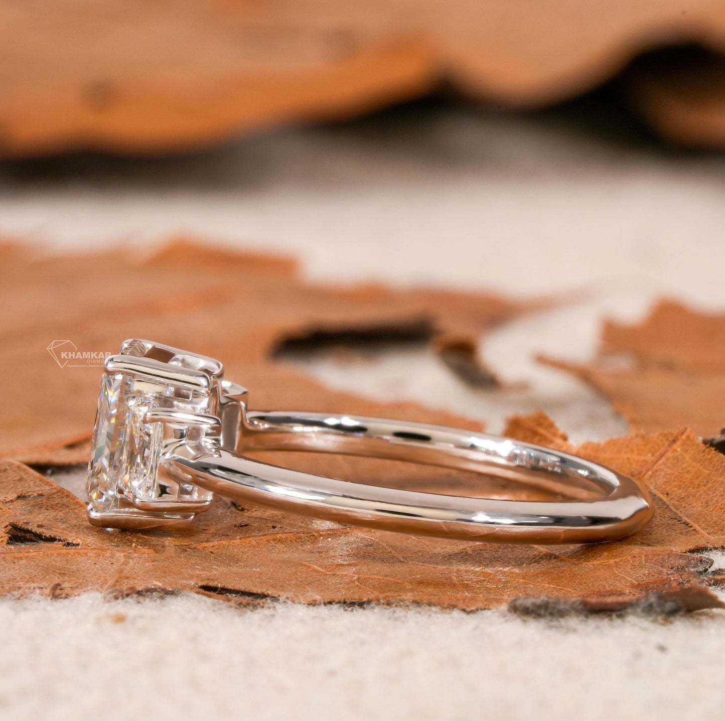 Radiant Cut Three Stone Lab Grown Diamond Engagement Ring Wedding Ring for Her