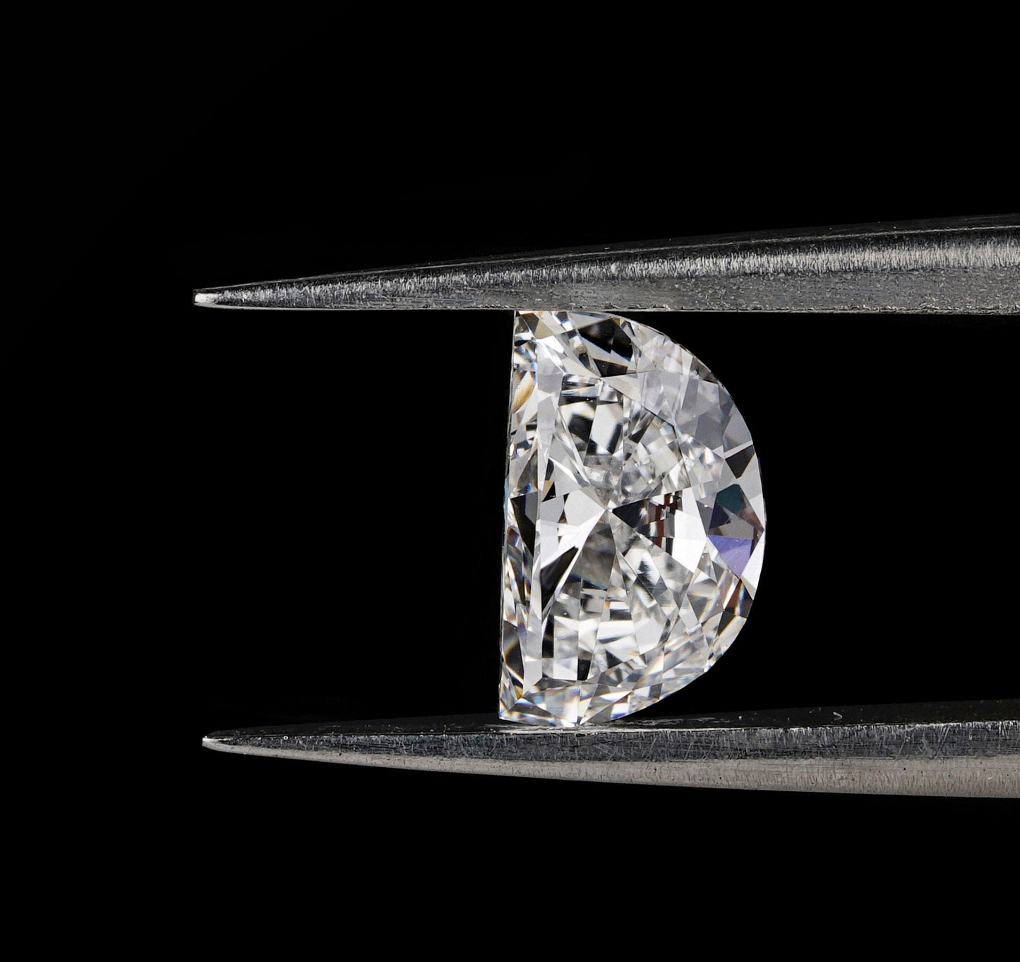 Half Moon Brilliant Cut Labgrown Diamond Engagement Ring, CVD-HPHT Diamond For Studs,Anniversary Gift,Fancy Cut Diamond,Side Stone Ring