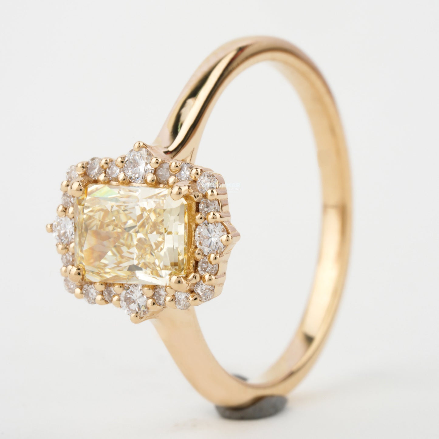 1.30 TCW Yellow Colored Radiant Cut Lab Grown Diamond Engagement Ring Outline Halo Promise Ring  Anniversary Gift For Her Wedding Ring