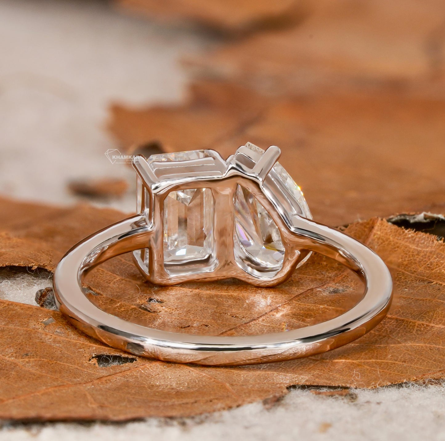 Emerald & Pear Cut Lab Diamond Toi Et Moi Ring – Two Stone Engagement Ring
