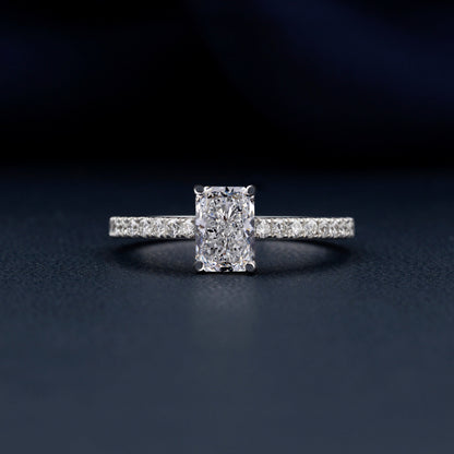 1CT Radiant Lab Diamond Halo Engagement Ring For Women