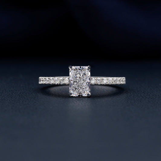 1CT Radiant Lab Diamond Halo Engagement Ring For Women