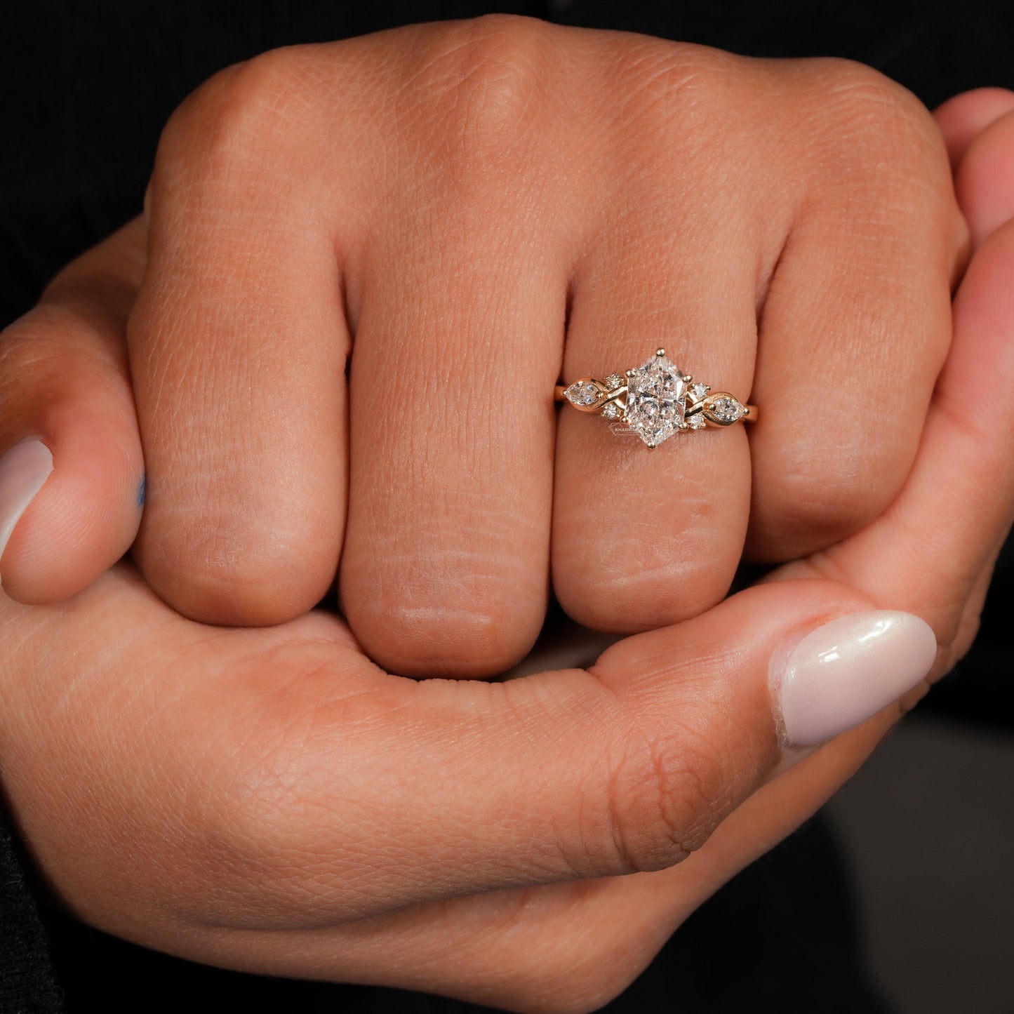 1.00 Ct Dutch Marquise Cut Diamond Engagement Ring,Lab Grown Diamond Wedding Ring,IGI Certified,Antique Cut Diamond,Anniversary Ring For Her