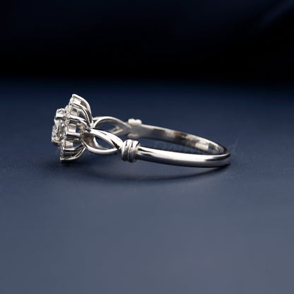 IGI Certified Round Lab Diamond Halo Engagement Ring