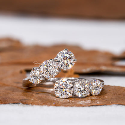 Round Lab Diamond Bypass Ring – Gold Wrap Ring