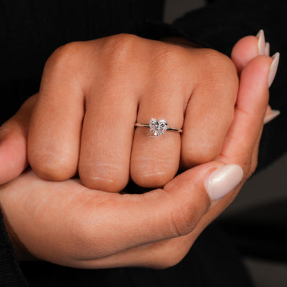 1.00CT Heart Lab  Diamond Engagement Ring – Hidden Halo Solitaire Ring for Her