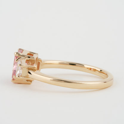 1 Ct Pink Radiant Cut Lab Grown Diamond Three Stone Engagement Ring for Her