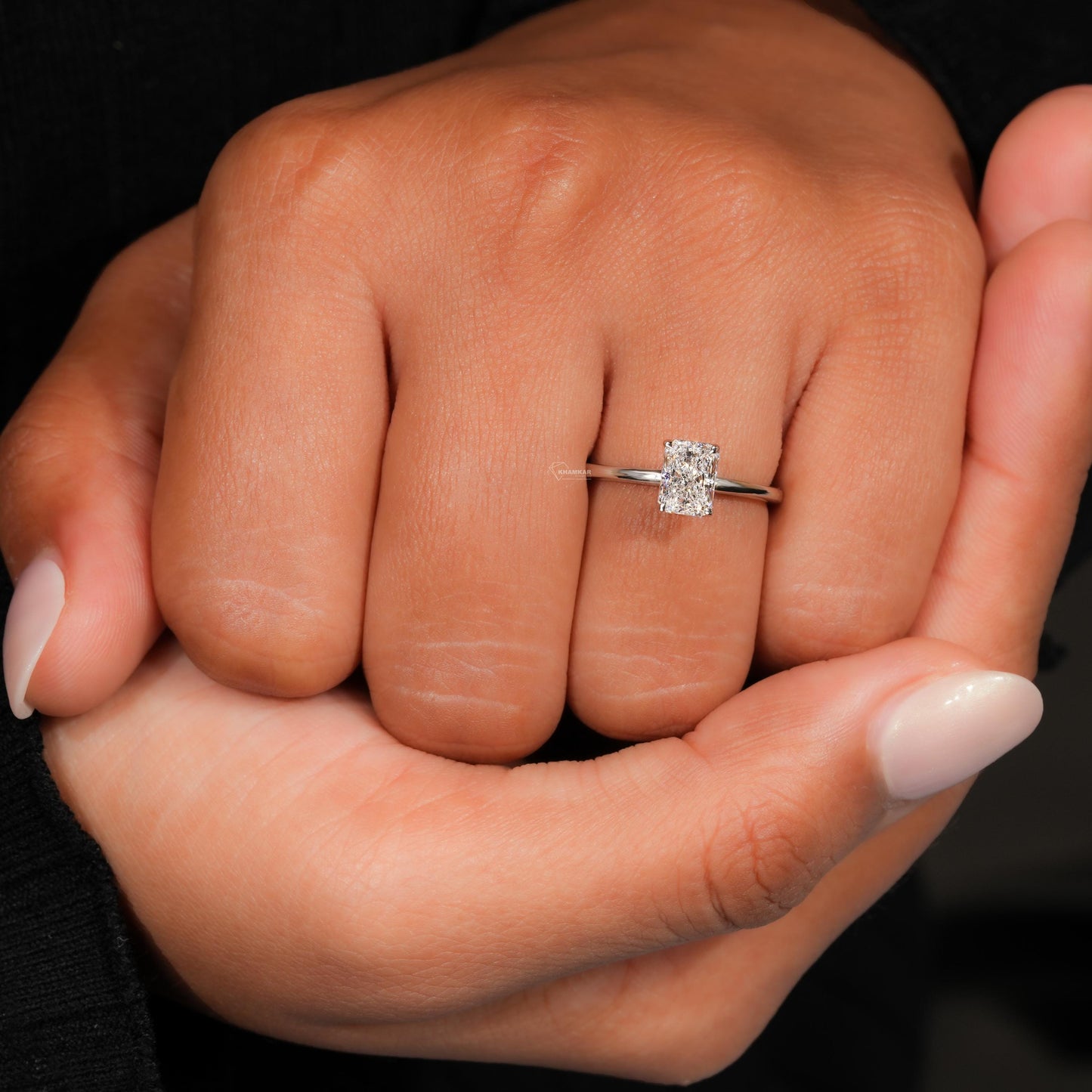 1.00 CT Radiant Cut Lab Grown Diamond Solitaire Engagement Ring