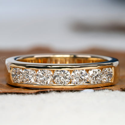 Seven Stone Lab Diamond Wedding Band | Half Eternity Ring for Her