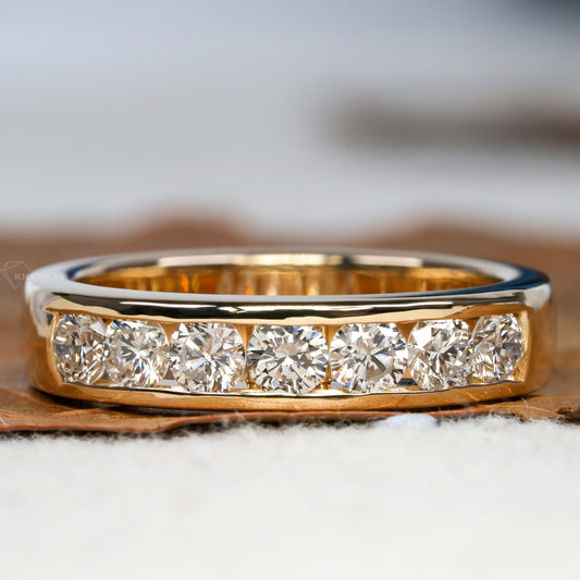 Seven Stone Lab Diamond Wedding Band | Half Eternity Ring for Her