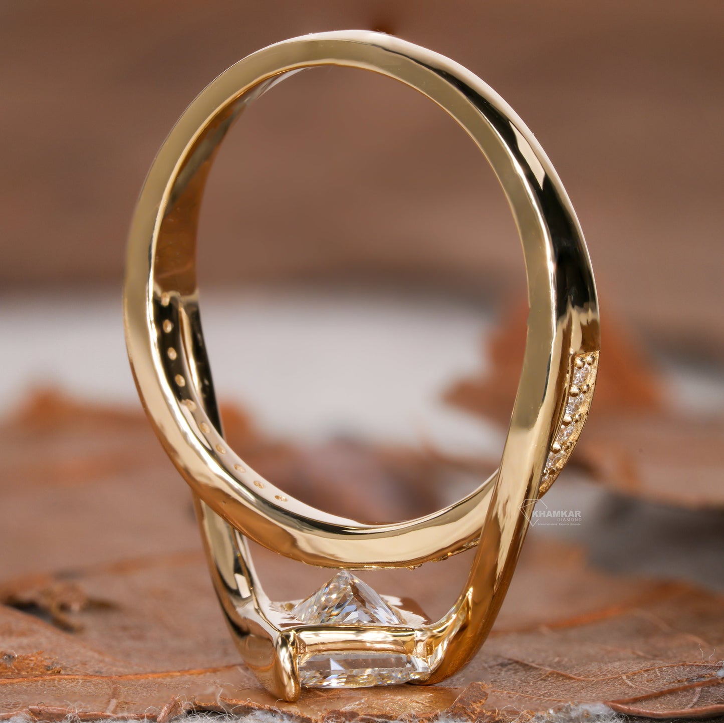 IGI Certified Princess Cut Lab Grown Diamond Bypass Engagement Ring
