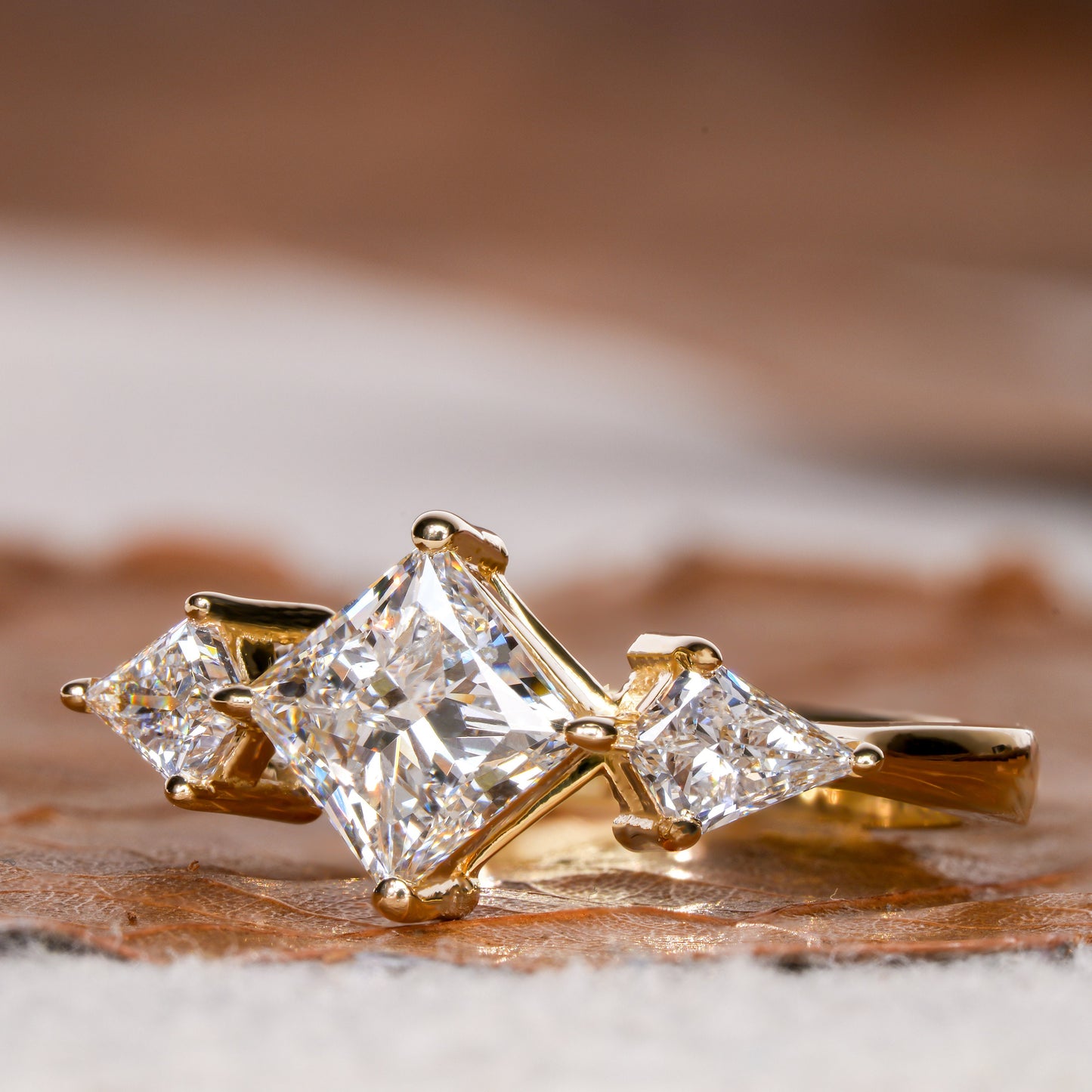 1CT Princess Cut Lab Grown Diamond Three Stone Ring