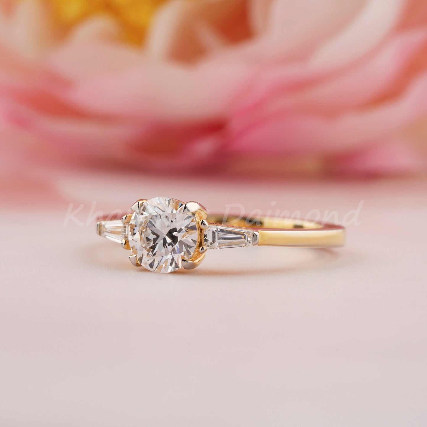 0.90CT Round Lab Diamond Ring | Three Stone Wedding Ring