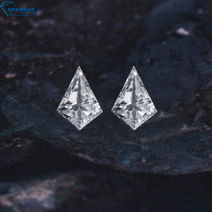 Kite Cut Labgrown Diamond For Studs,CVD-HPHT Diamond For Gift, Conflict Free Diamond,Side Stone Ring,18K White Gold Kite Diamond Bezel Stud