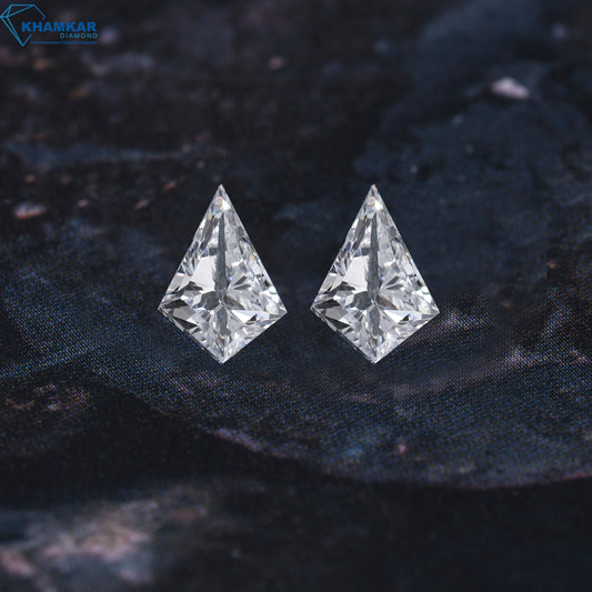 Kite Cut Labgrown Diamond For Studs,CVD-HPHT Diamond For Gift, Conflict Free Diamond,Side Stone Ring,18K White Gold Kite Diamond Bezel Stud