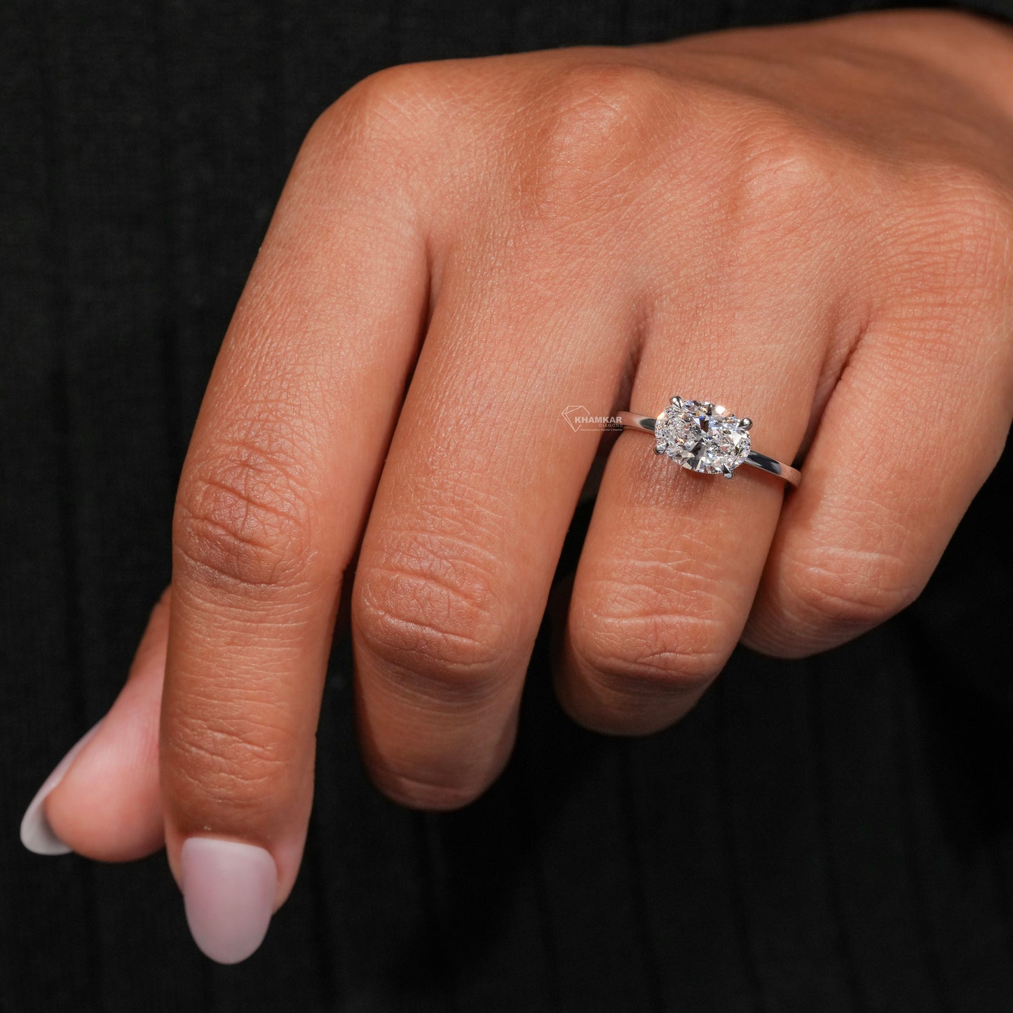 ast-West Oval Lab Grown Diamond Engagement Ring D