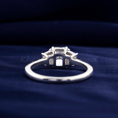 Radiant 1.30CT Lab Diamond Three Stone Engagement Ring