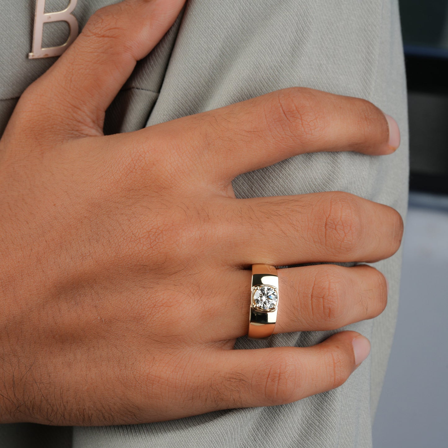 1.25CT Round Lab Grown Diamond Solitaire Engagement Ring For Men