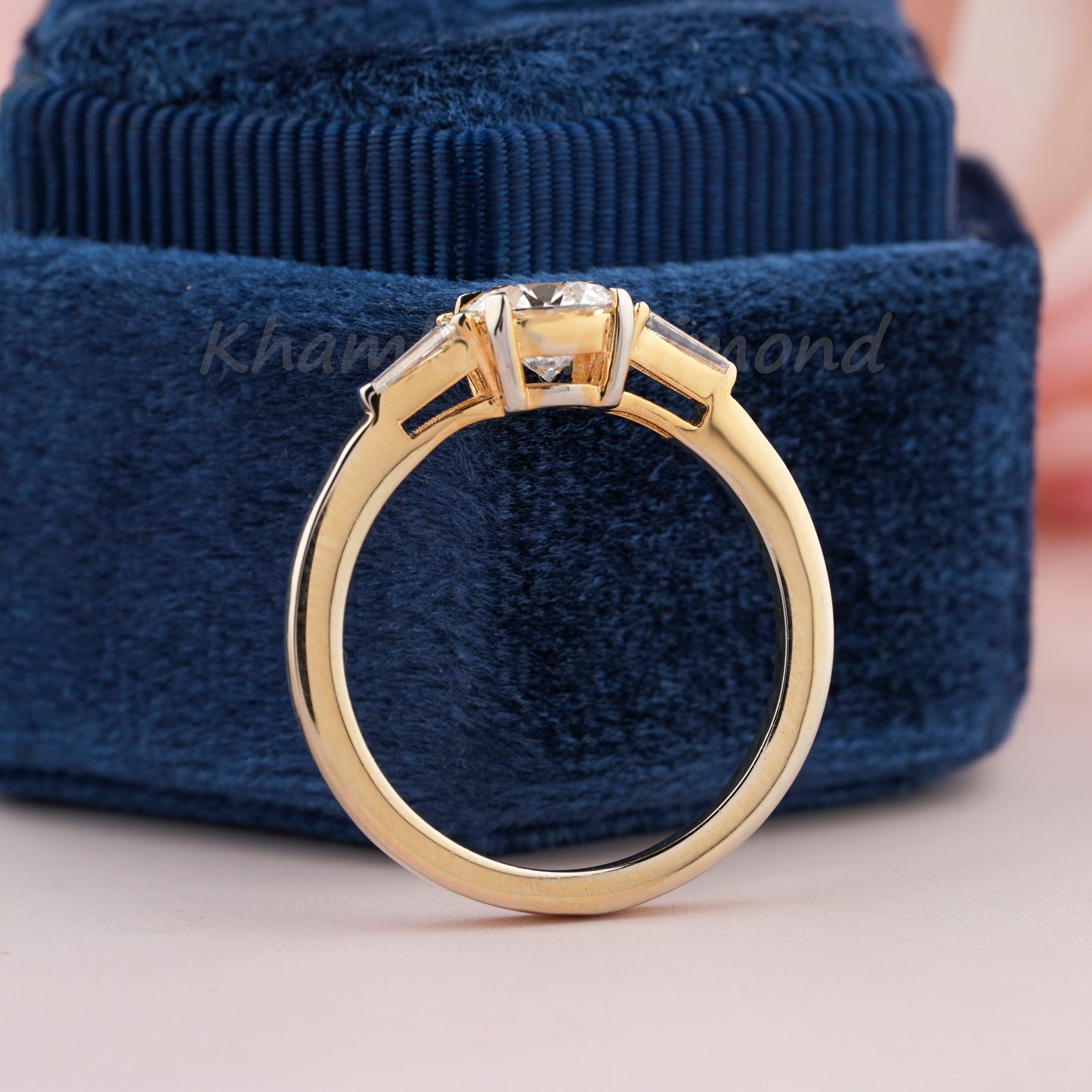 0.90CT Round Lab Diamond Ring | Three Stone Wedding Ring