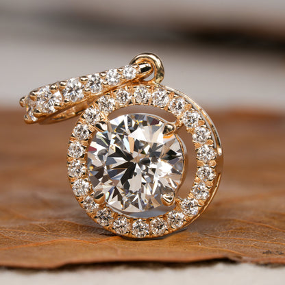 1 CT Round Lab Diamond Halo Pendant – Anniversary Diamond Pendant Gift for Her