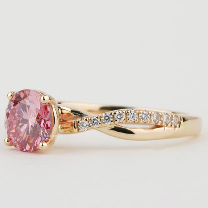Pink Round Cut Lab Created Diamond Twisted Engagement Ring