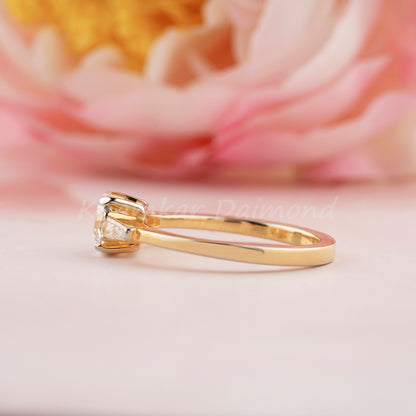 0.90CT Round Lab Diamond Ring | Three Stone Wedding Ring