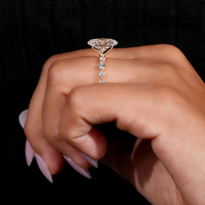 3.50CT Oval Lab Diamond Engagement Ring Marquise & Round Pave