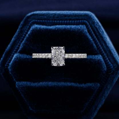 1CT Radiant Lab Diamond Halo Engagement Ring For Women