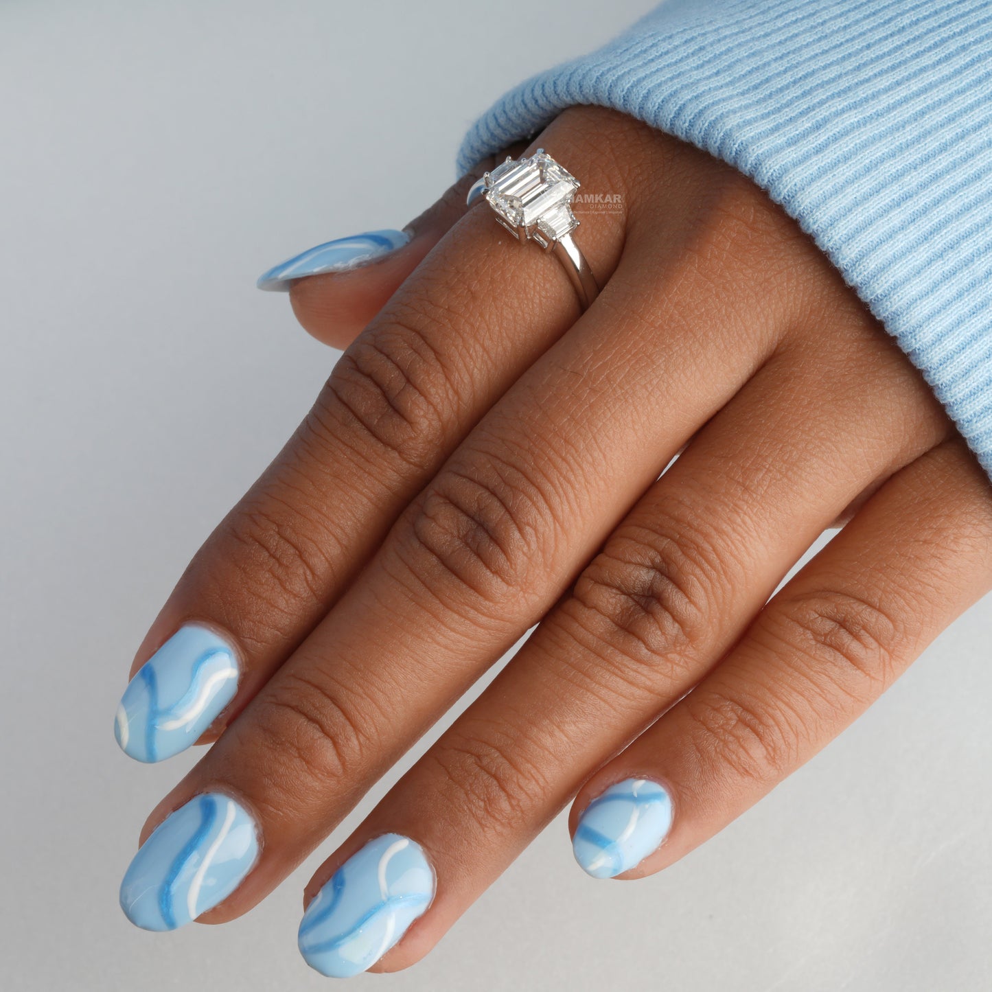 Emerald Cut Lab Diamond Three Stone Anniversary Ring for Her