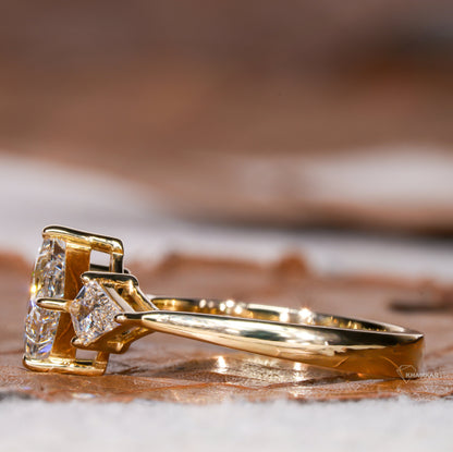 1CT Princess Cut Lab Grown Diamond Three Stone Ring