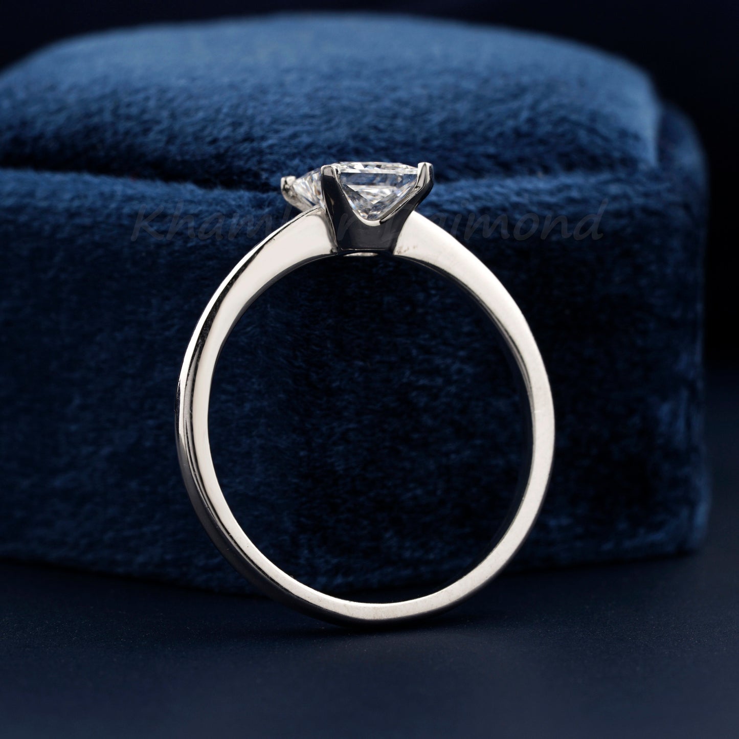 1 Ct Princess Cut Lab Diamond Ring, E/VS1 Solitaire Engagement Wedding Ring